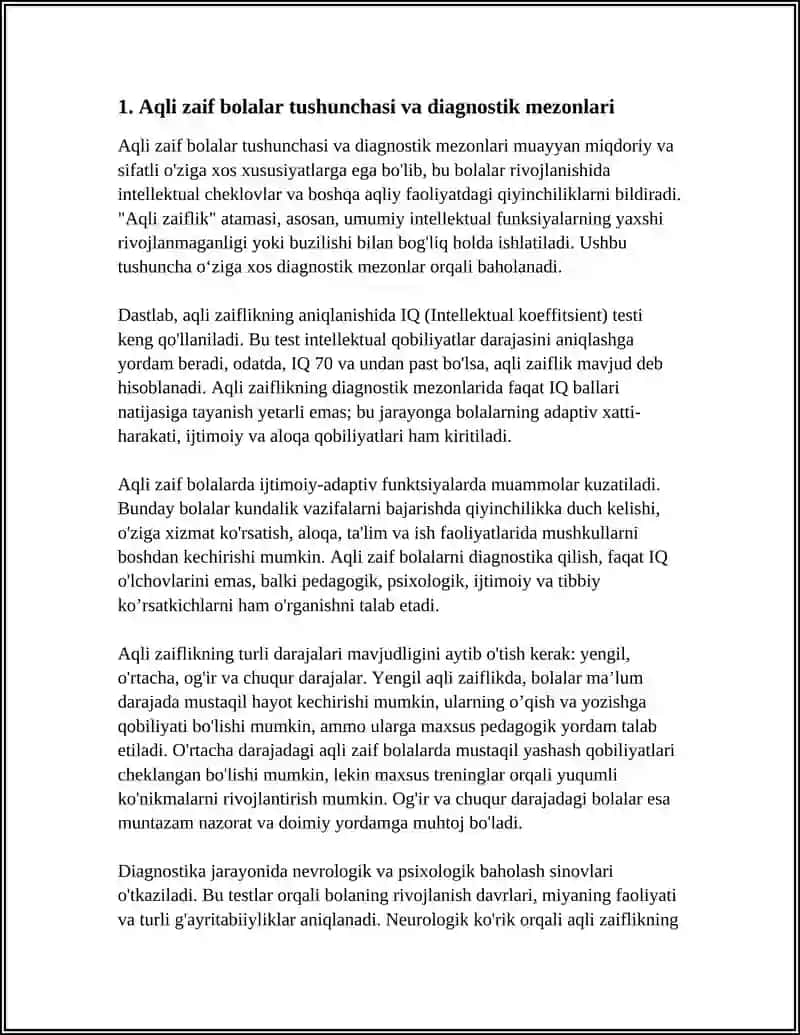 Aqli Zaif Bolalarning Toifalari va Ularning Tasnifi 3