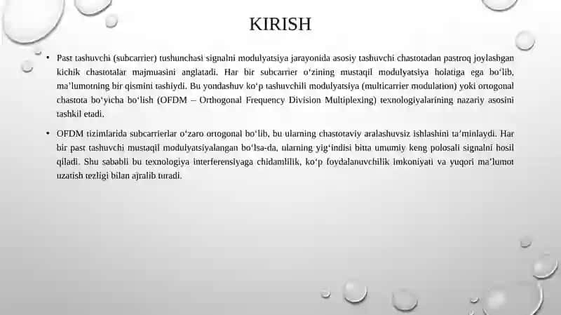 KENGAYTIRILGAN MODULYATSIYA VA TASODIFIY KIRISH:PAST TASHUVCHI (SUBCARRIER)LARNI BIRLASHTIRISH TEXNIKALARI 3