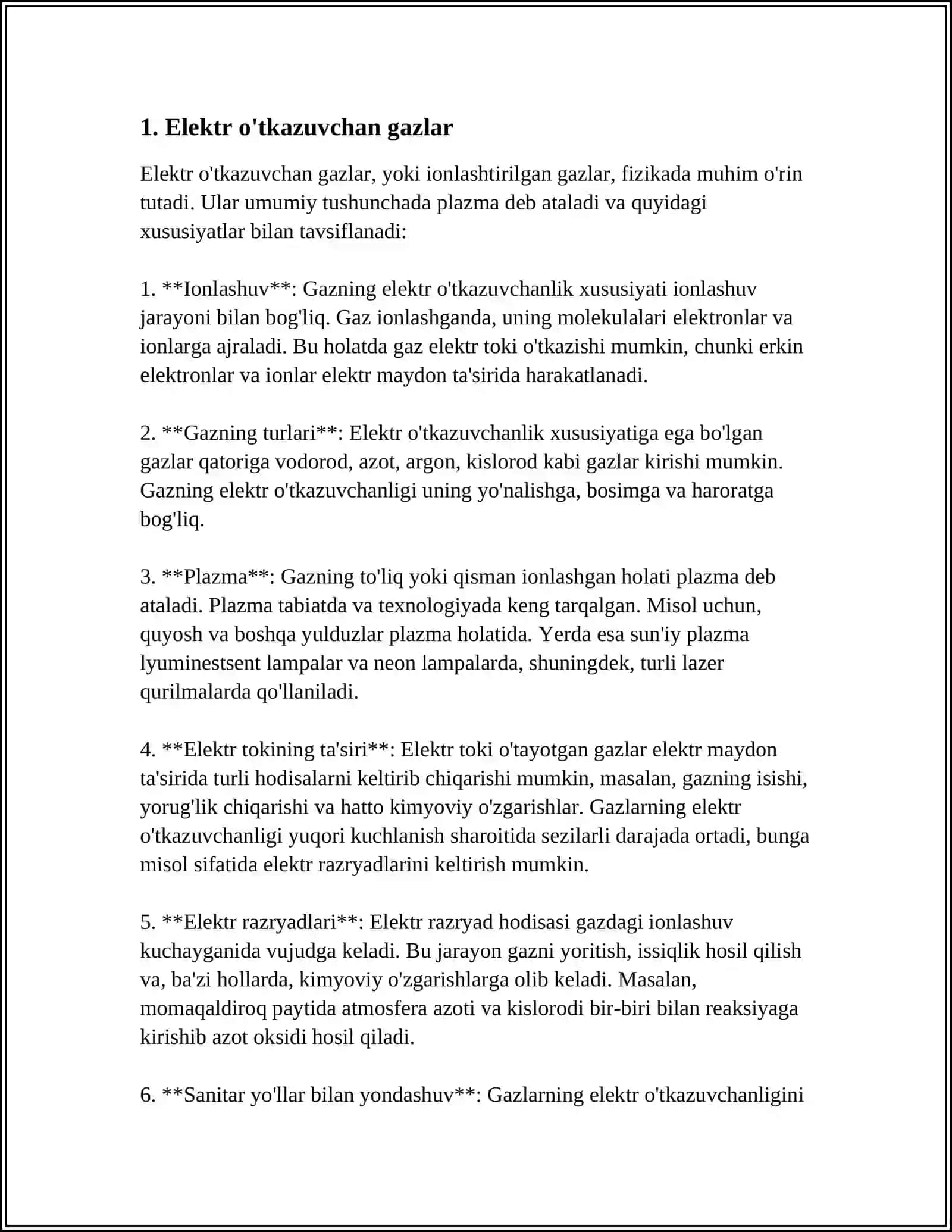 GAZLARDA ELEKTR TOKI. GAZ RAZRYADLARI 3