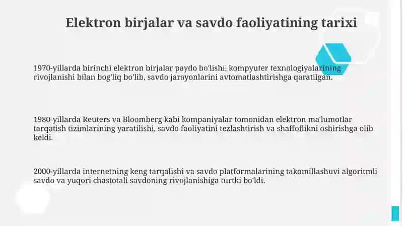 Elektron birjalar va savdo faolyati 3