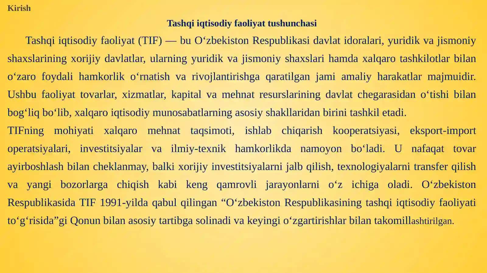 Tashqi iqtisodiy faoliyatni tartibga solishda bojxona organlarining o‘rni. 3