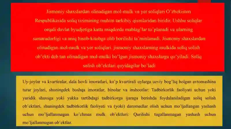 JISMONIY SHAXSLARDAN OLINADIGAN MOL-MULK VA YER SOLIQLARI VA ULARNING AHAMIYATI 3