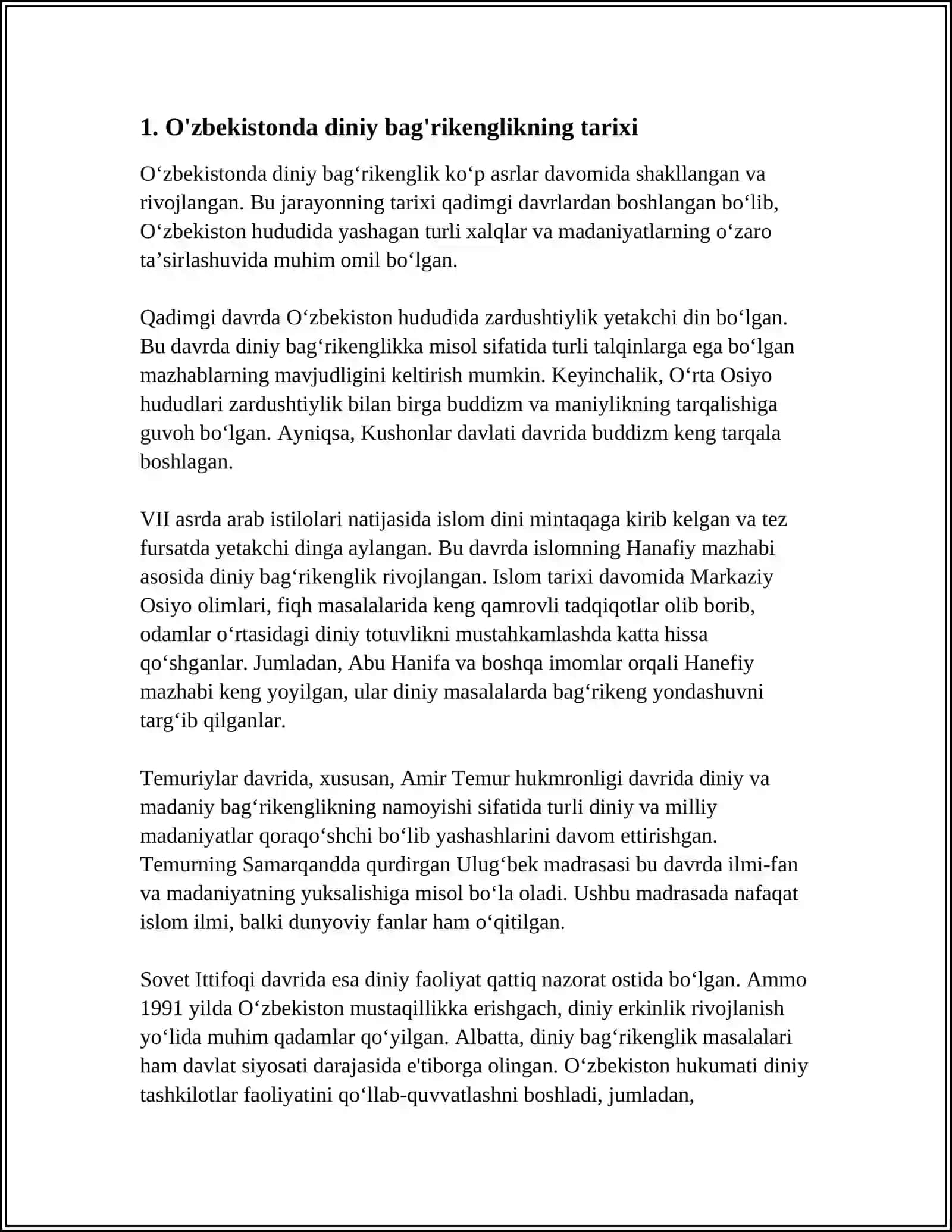 O'ZBEKISTONDA KONFESSIYALARARO DINIY BAGʻRIKENGLIKNING TARIXIY TAJRIBASI 3