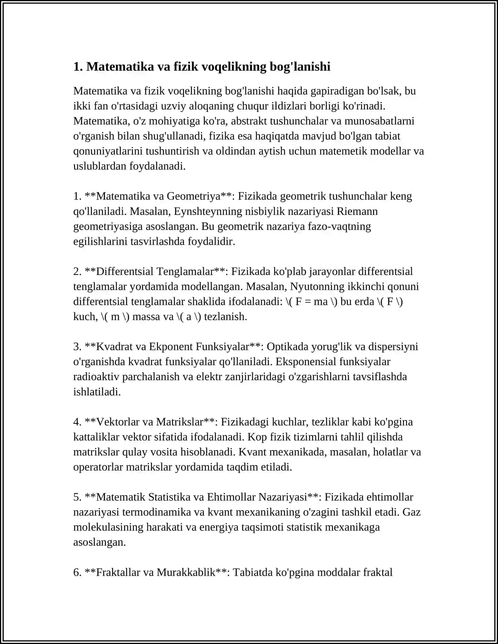 MATEMATIKA VA REALLIK (VOQELIK): MATEMATIKANING REALIKKA AKS ETISHI 3