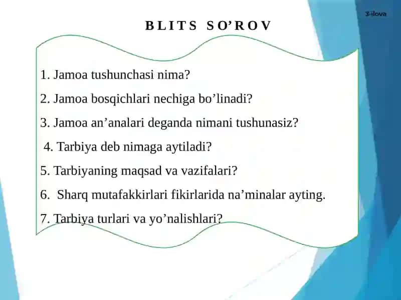 Tarbiya usullari va shakllari 3