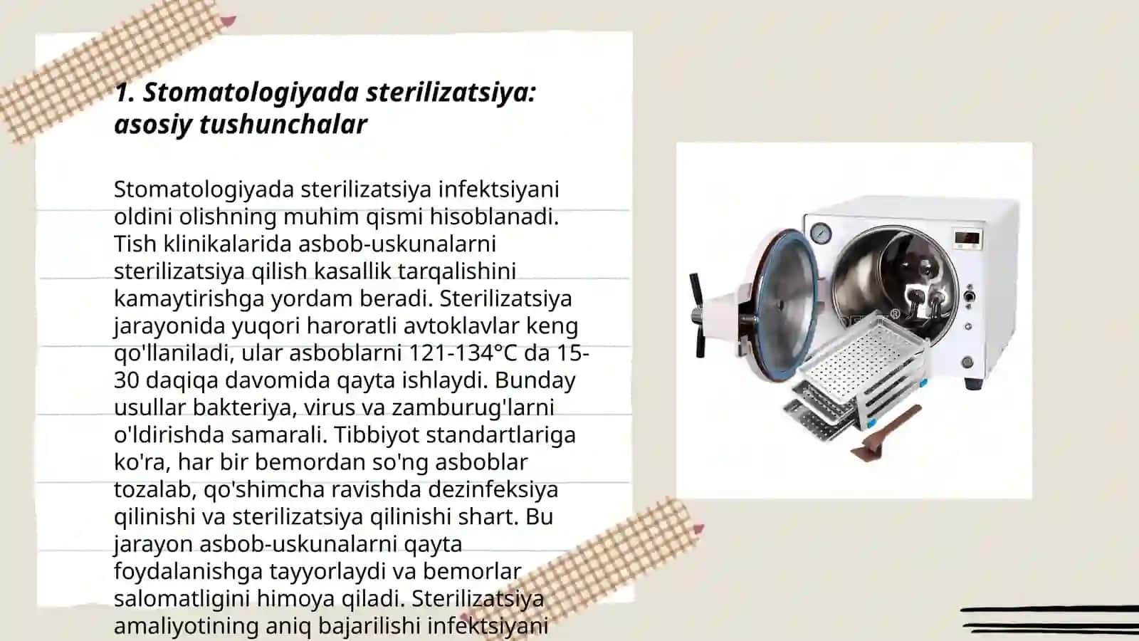 Stomatologiyada sterilizatsiya.Avtoklap haqida 3