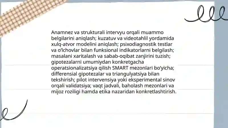 Konsultatsiya gipotezalarini ishlab chiqish va sinovdan o'tkazish bosqichida psixologik maslahat texnikasi 3