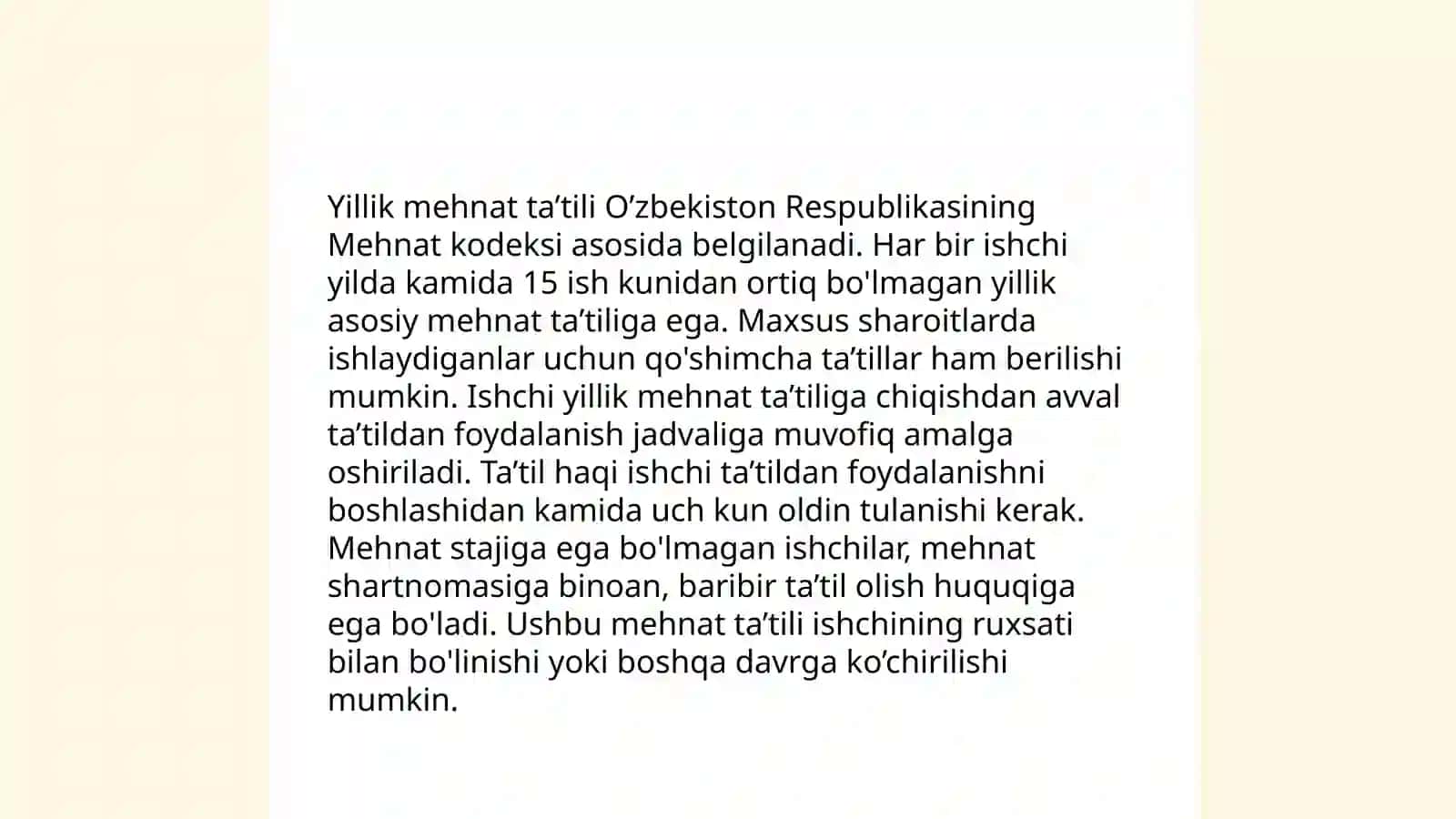 18 yoshgacha bo’lgan xodimlarga yillik mehnat ta’tili berish 3
