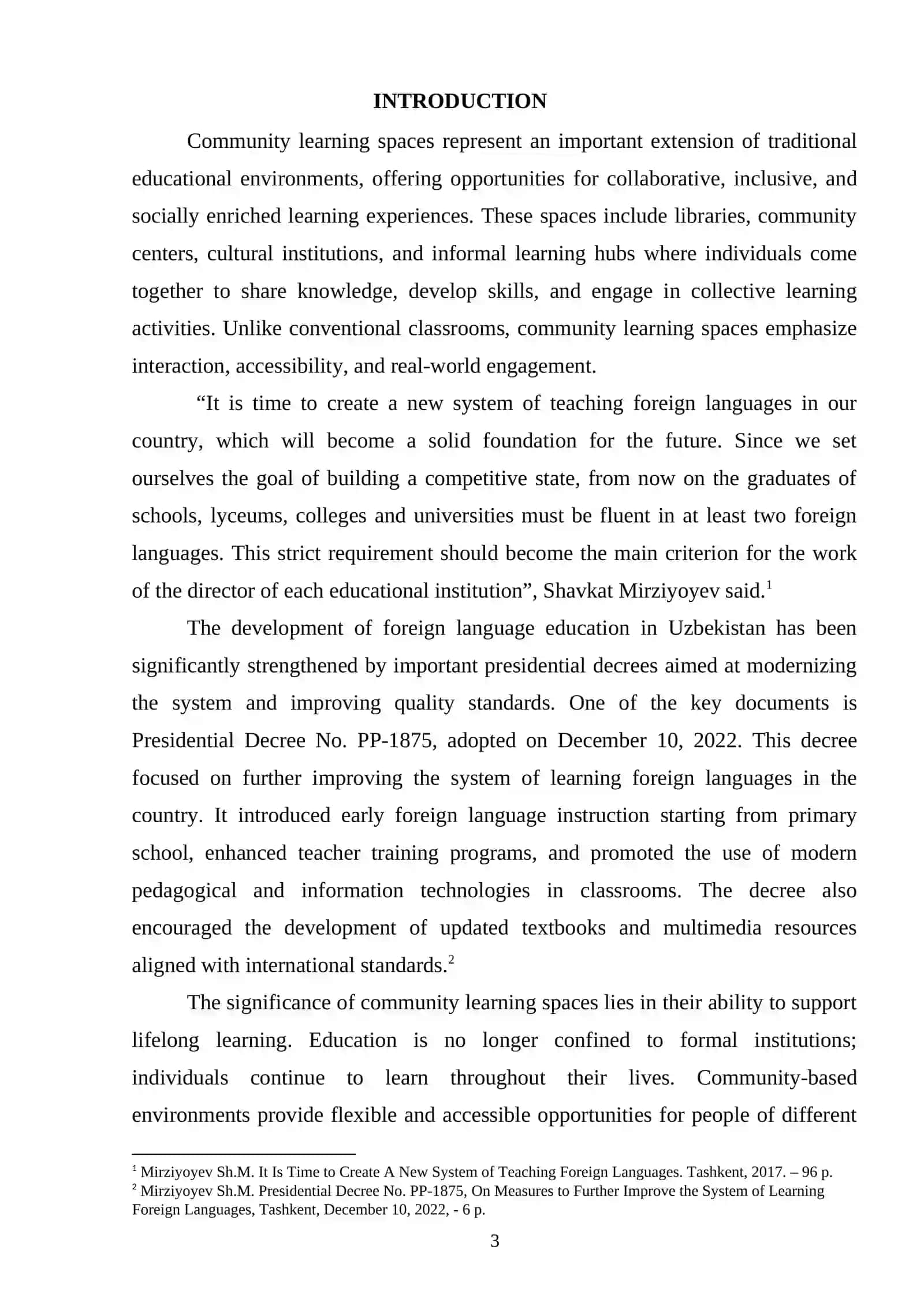 Course Paper on The Benefits of Community Learning Spaces 3