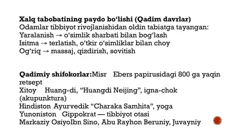 Xalq tabobati rivojlanishining tarixi va oʻrni 3