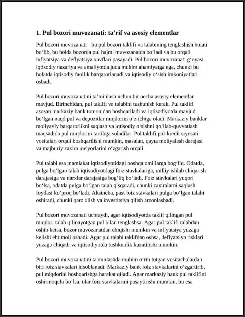 PUL BOZORIDA MUVOZANATI.PUL TAKLIFI 3