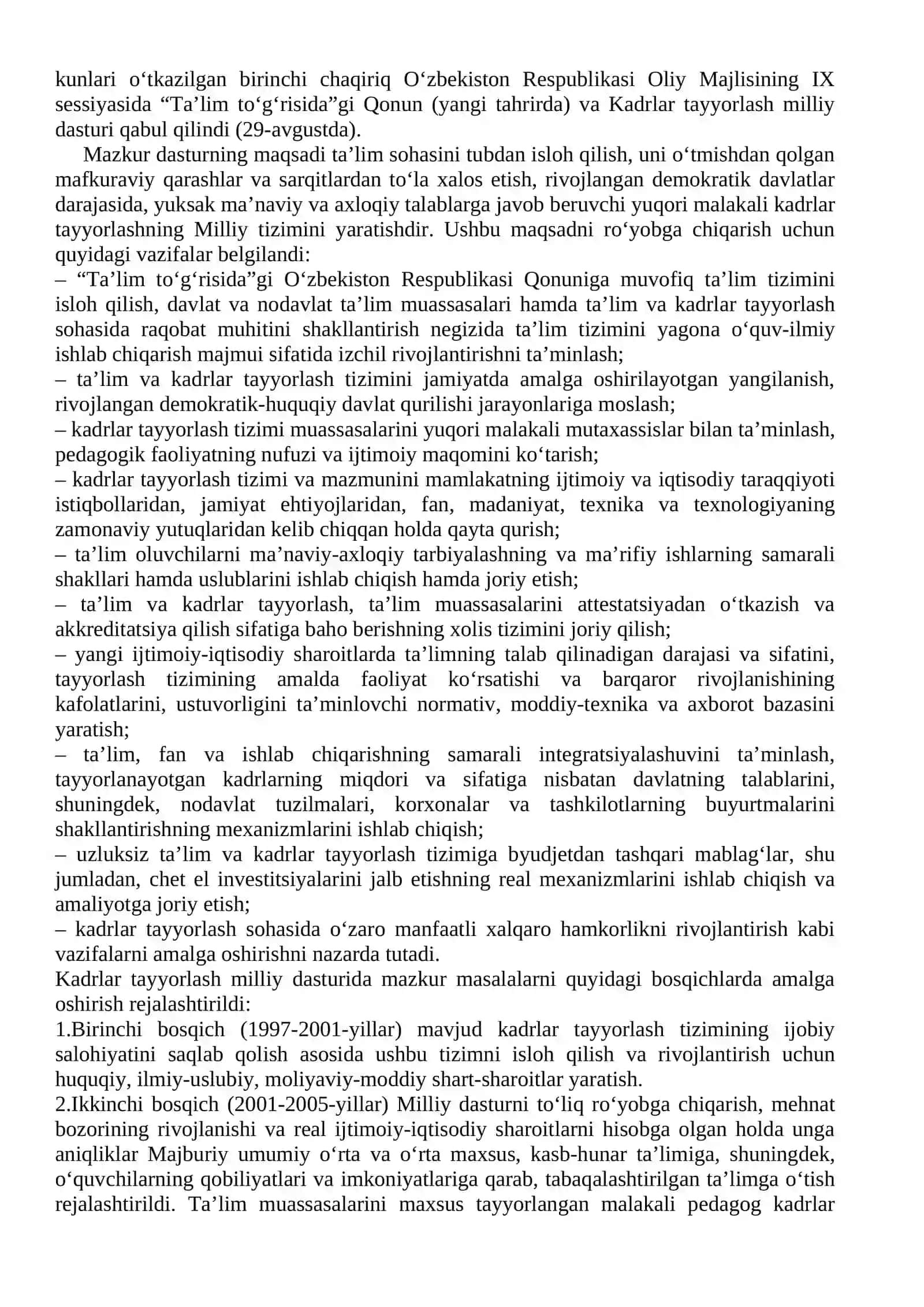 Oʻzbekiston Respublikasida Ta’lim sohasida amalga oshirilgan islohotlar 3