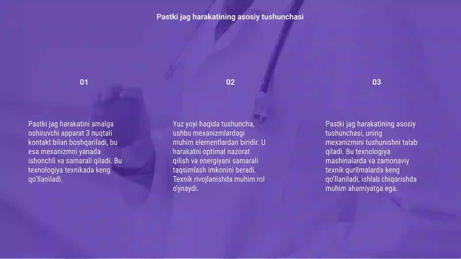Pastki jag harakatini amalga oshiruvchi apparat 3nuqtali kantakt 3