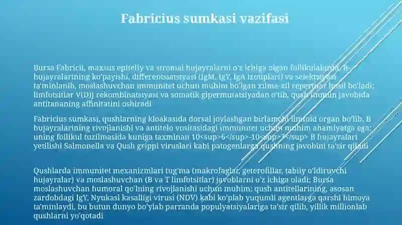Qushlarda immun tizimi tuzulishi va mehanzmlari 3