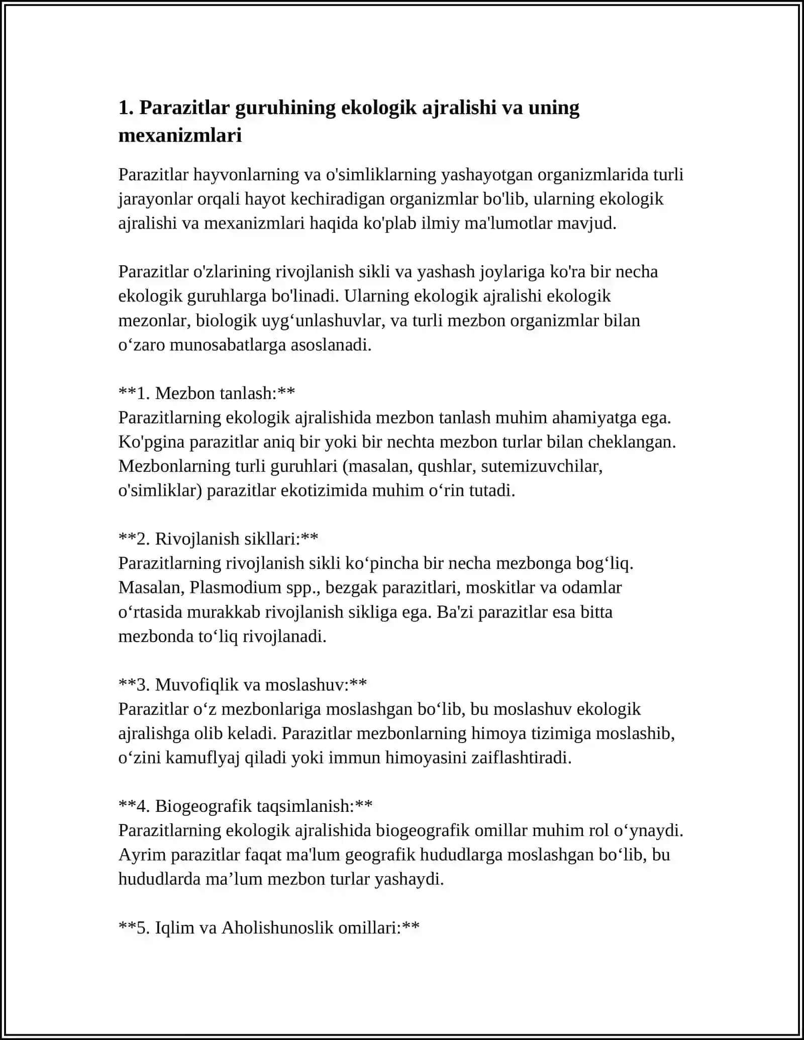 PARAZITLAR GURUHINING AJRALISHNING EKOLOGIK AHAMIYATI 3