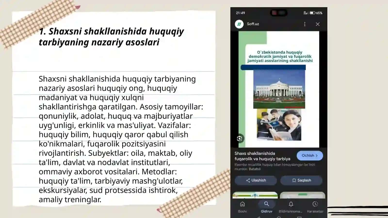 Shaxsni shakllanishi da huquqiy va fuqarolik tarbiyaning o'rni 3