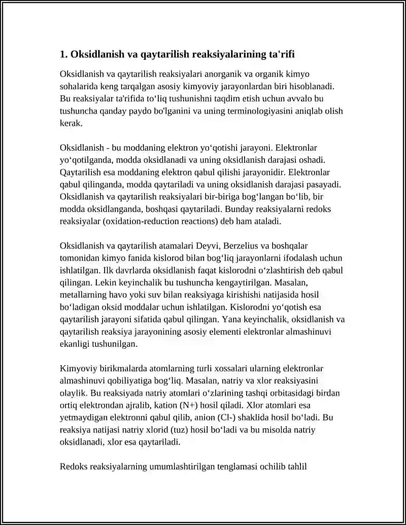 OKSIDLANISH VA QAYTARILISH REAKSIYALARI 3