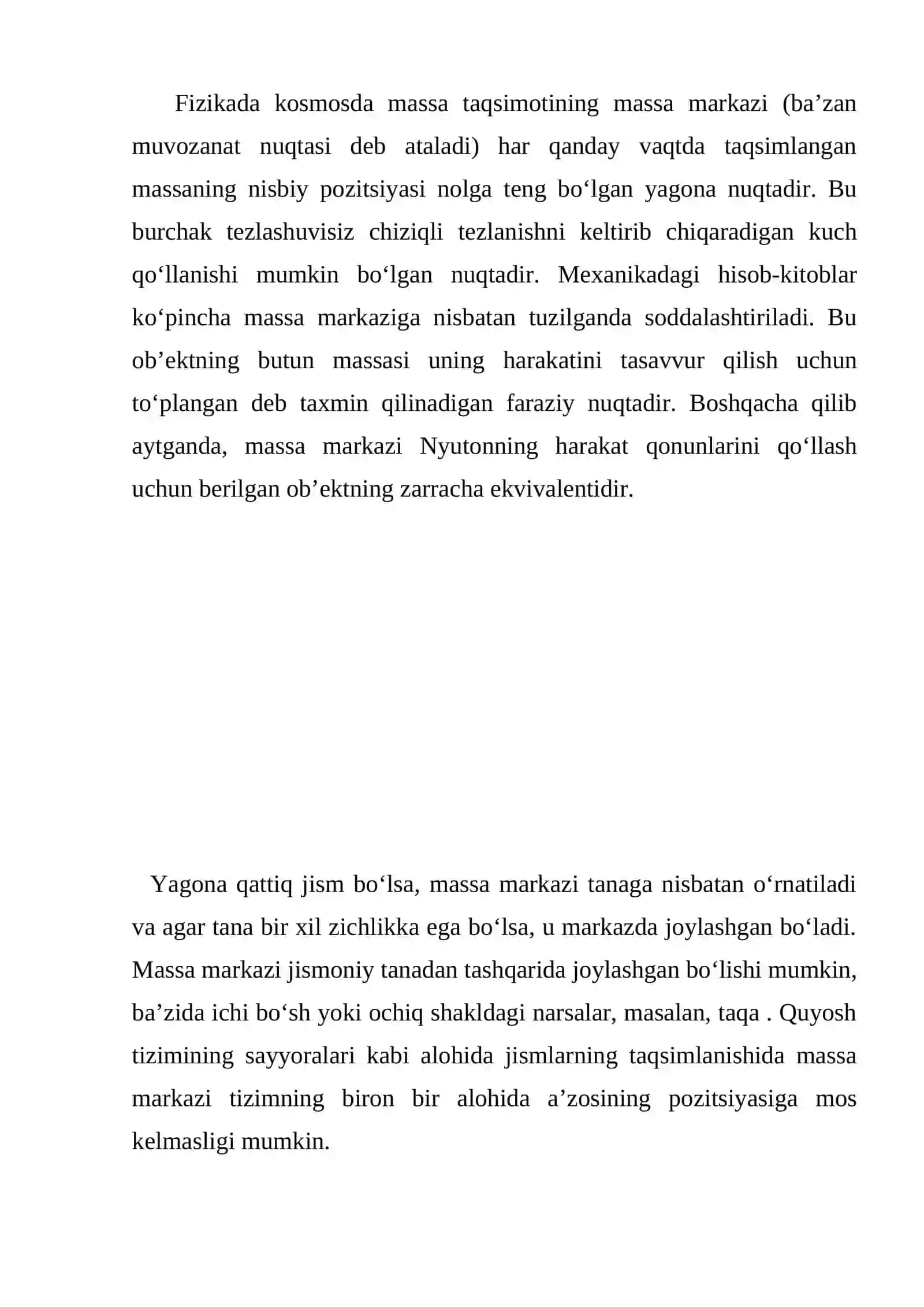 Sistema massasi. Massa markazi. Massa markazi harakati haqidagi teoremadan foydalanib masalalar yechish. Kesishuvchi kuchlar sistemasining muvozanat shartlari. Uch kuch muvozanati haqidagi teoremadan foydalanib masalalar yechish 3
