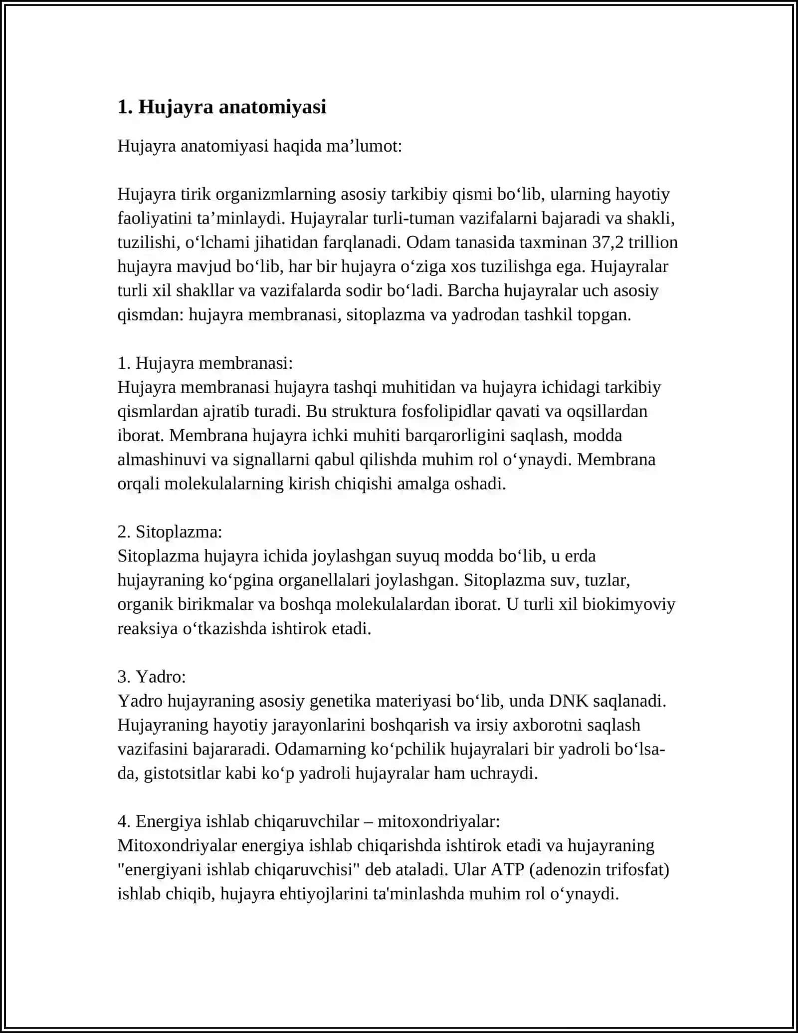 MUSTAQIL ISH Mavzu: HUJAYRA PATOLOGIYASI 3