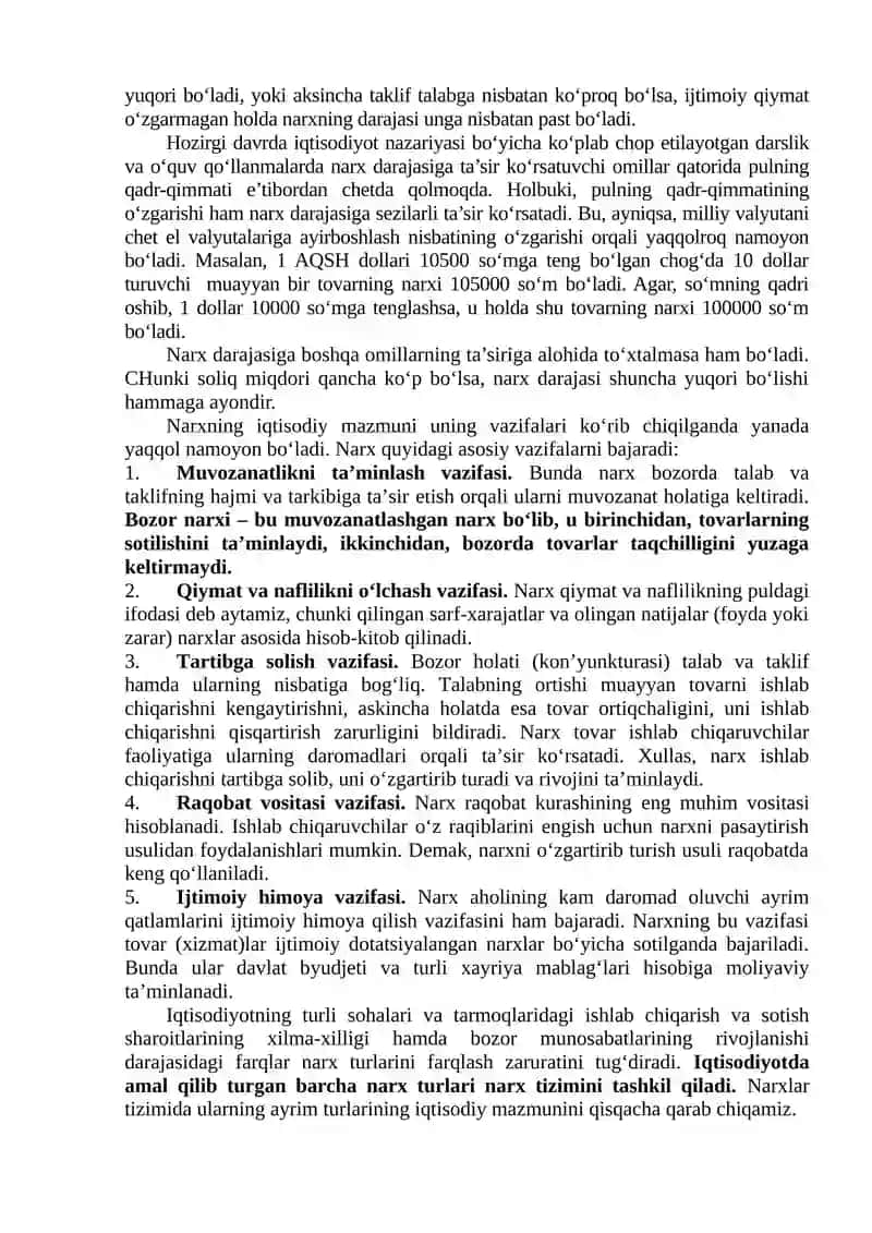 NARXNING MOHIYATI VA SHAKLLANISH XUSUSIYATLARI 3