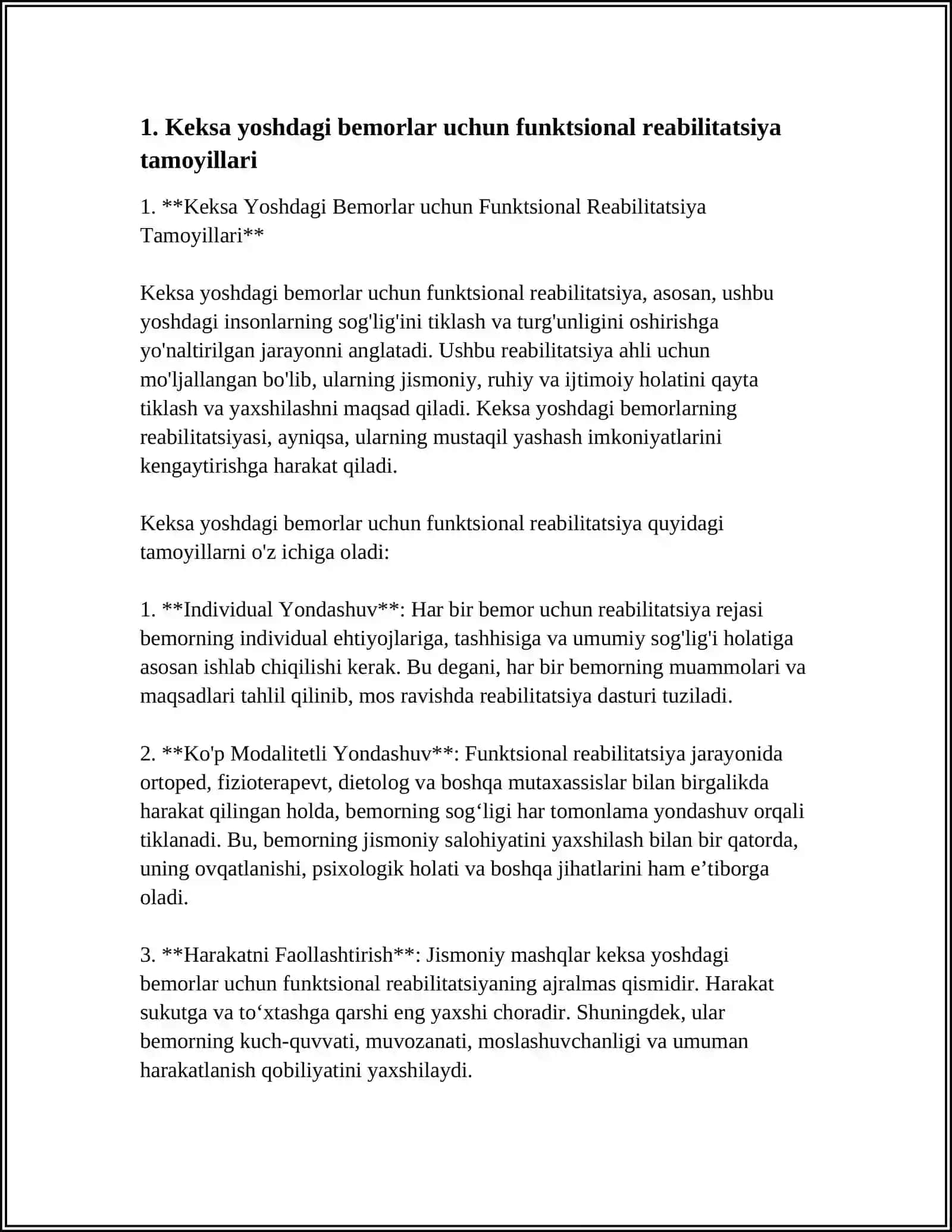 Keksa Yoshdagi Bemorlar uchun Funktsional Reabilitatsiya Tamoyillari 3