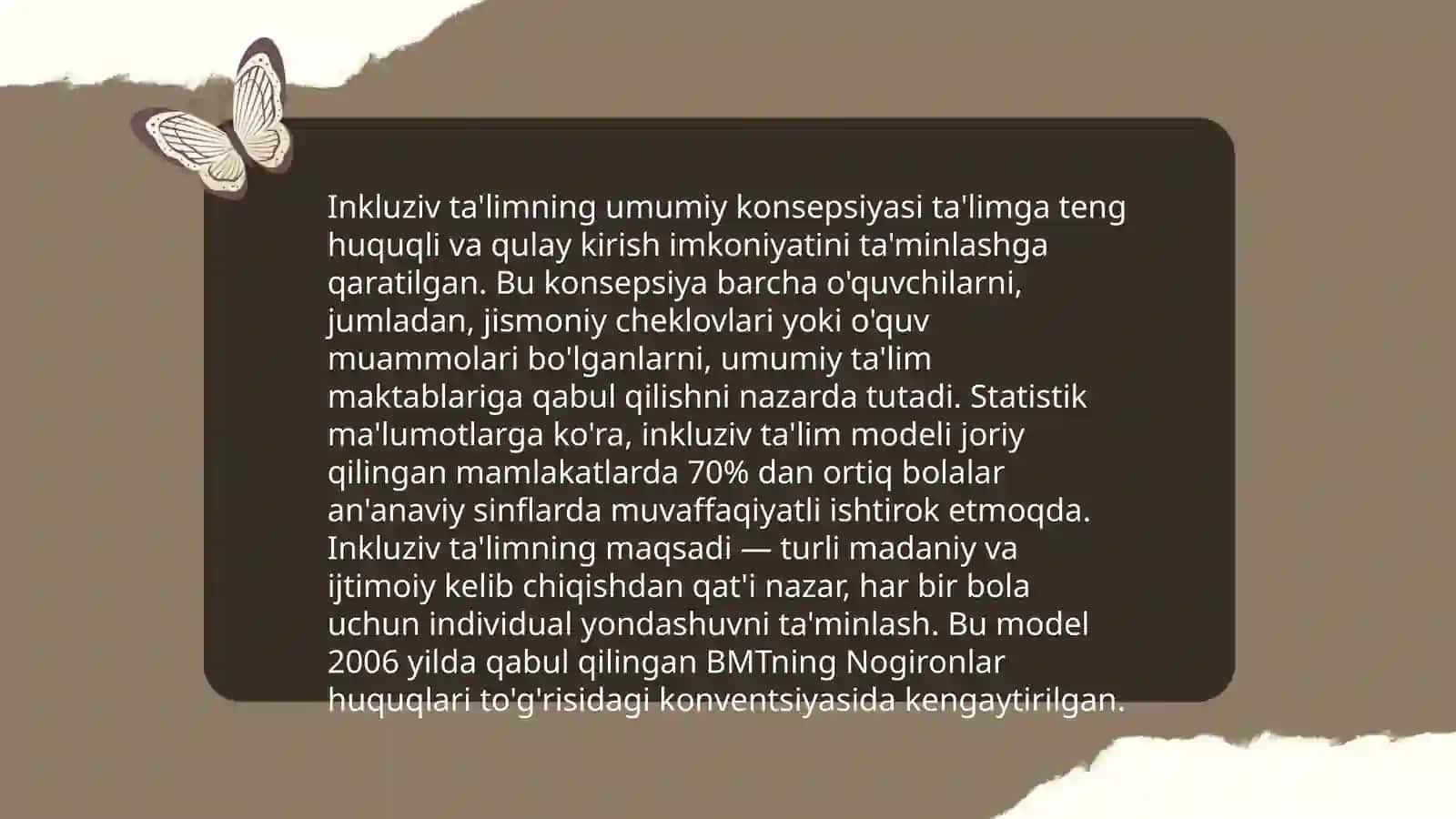 Inkyuziv ta'limning butun jahonda e'tirof etilishining mohiyati va bu ta'lim tizimining hamma uchun ichiqligi 3