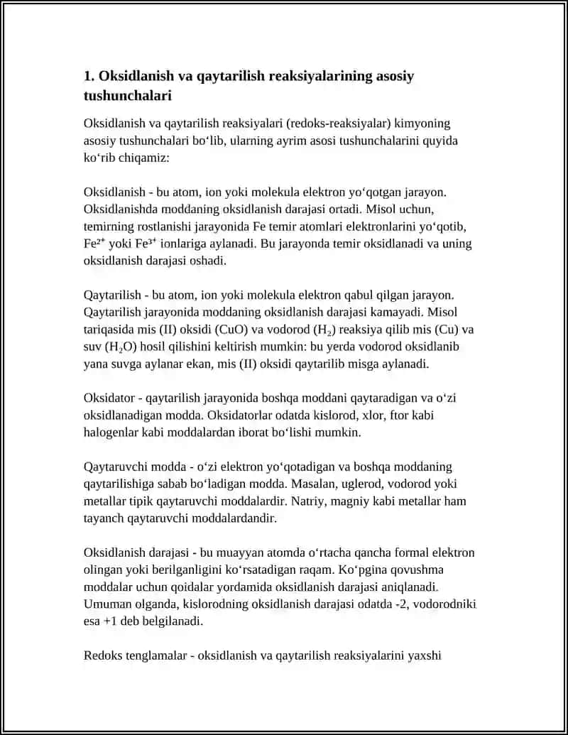 OKSIDLANISH VA QAYTARILISH REAKSIYALARI 3