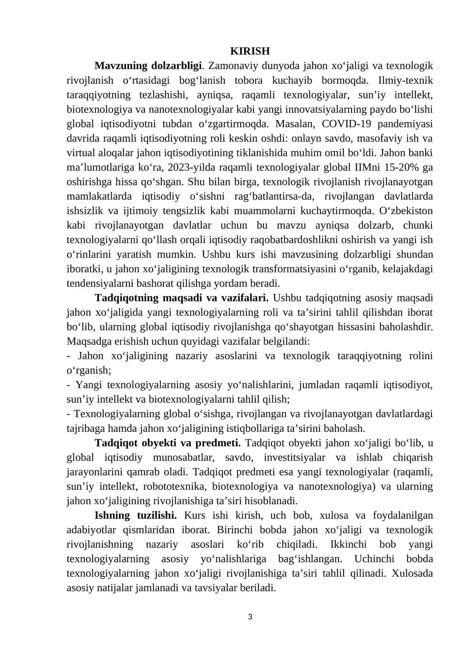 «Jahоn хo’jaligida yangi tехnоlоgiyalarning qo’llanilishi» 3