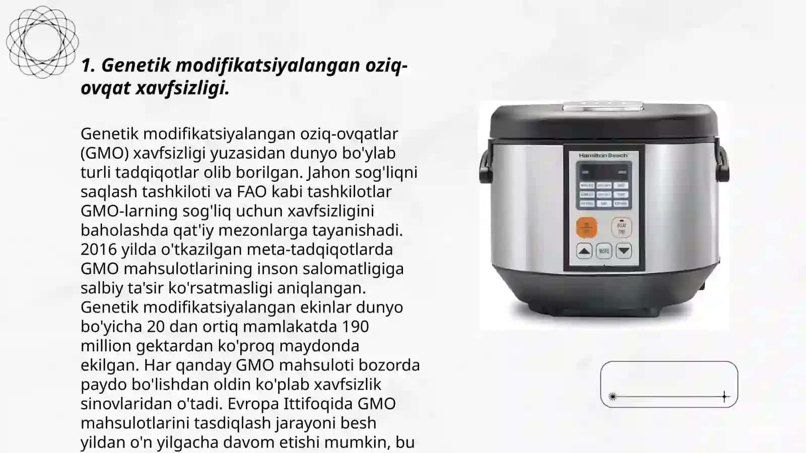 Biotexnalogik usulda olingan oziq ovqat mahsulotlarni genitek xavfsizligi 3