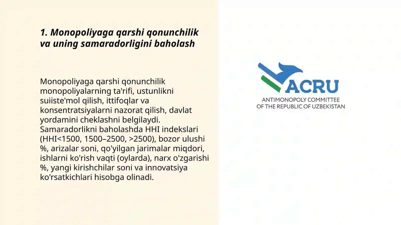 MONOPOLIYAGA QARSHI IQTISODIY SIYOSAT VA RAQOBATNI RIVOJLANTIRISH 3