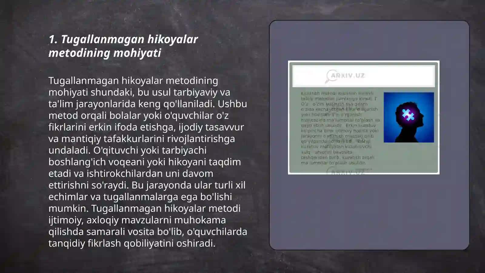 Tugallanmagan hikoyalar metodi 3