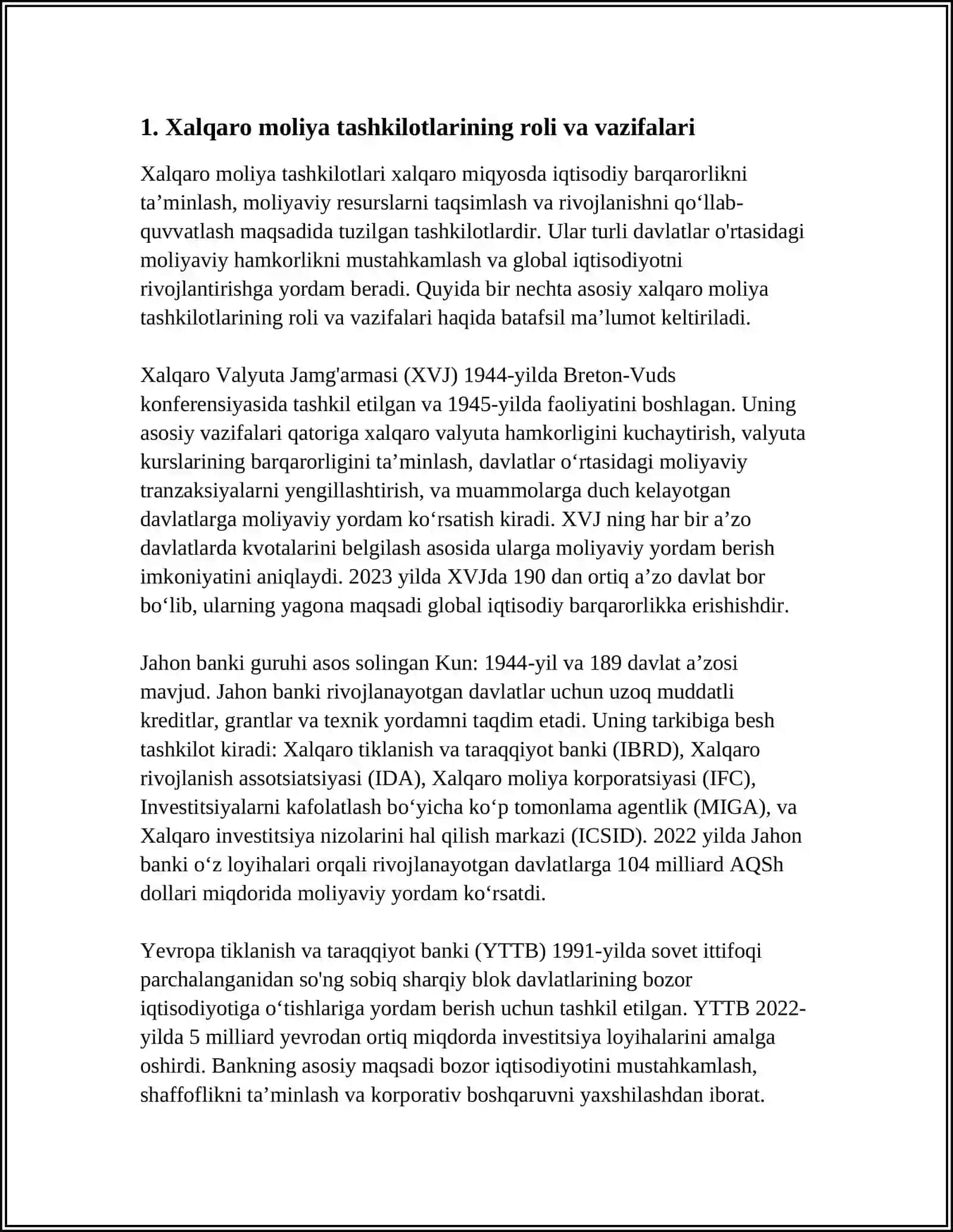 XALQARO TASHKILOTLARNING IQTISODIY SIYOSATGA TA'SIRI 3