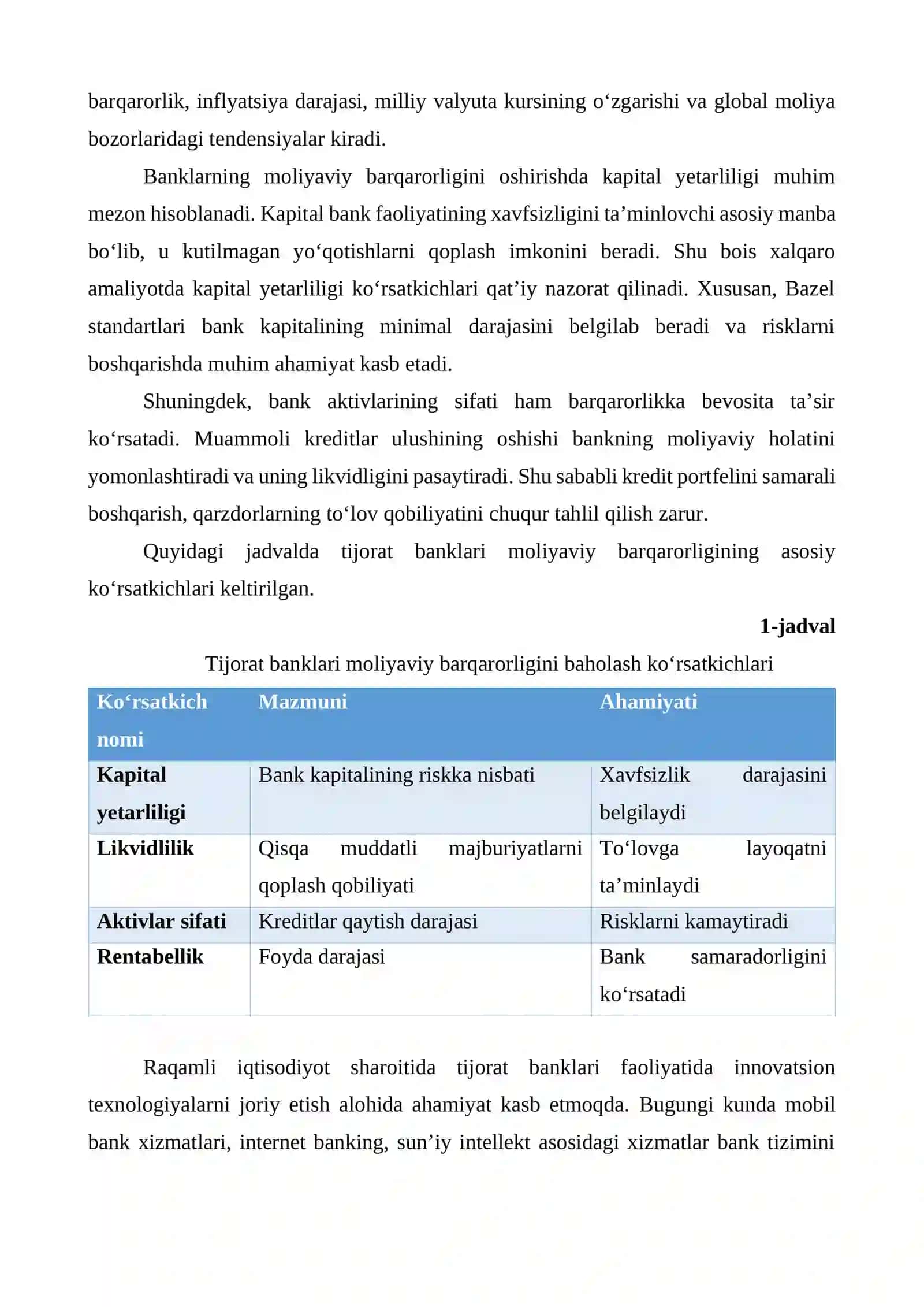 TIJORAT BANKLARI MOLIYAVIY BARQARORLIGINI OSHIRISHNING USTUVOR YO‘NALISHLARI 3