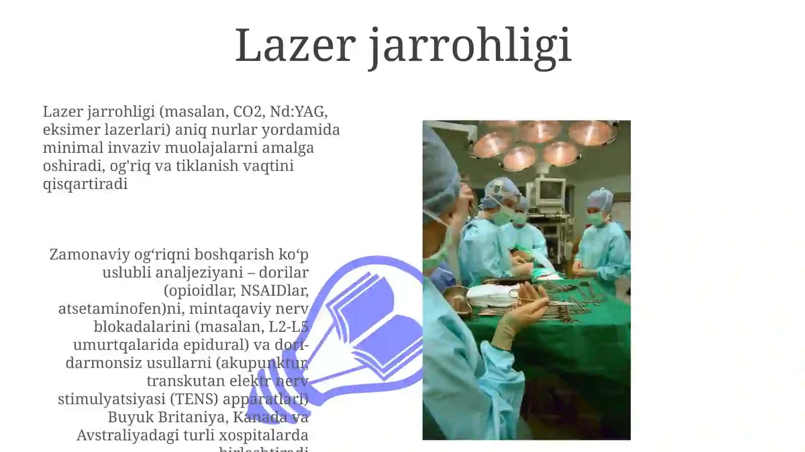 Zamonaviy og'riqni boshqarish ko'p uslubli analjeziyani 3