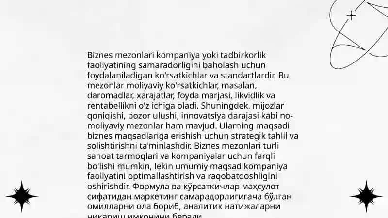 Biznes mezonlari va ularning tadbirkorlik rivojiga tasiri 3