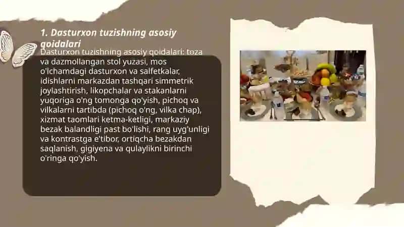 Dasturxon tuzash sanʼati mavzusida 3