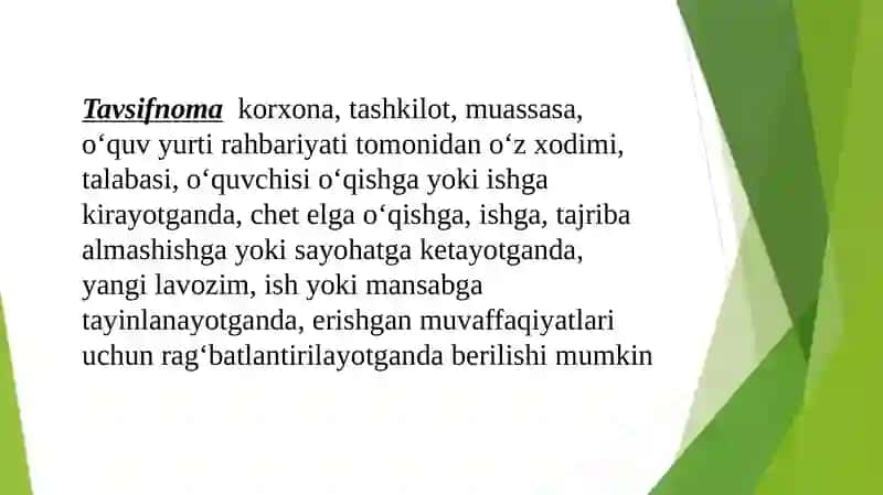 TAVSIFNOMA VA TAVSIYANOMA 3