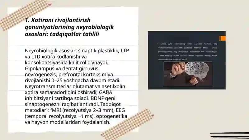 Xotirani rivojlantorish qonuniyatlariga oid tadqiqotlar tahlili 3