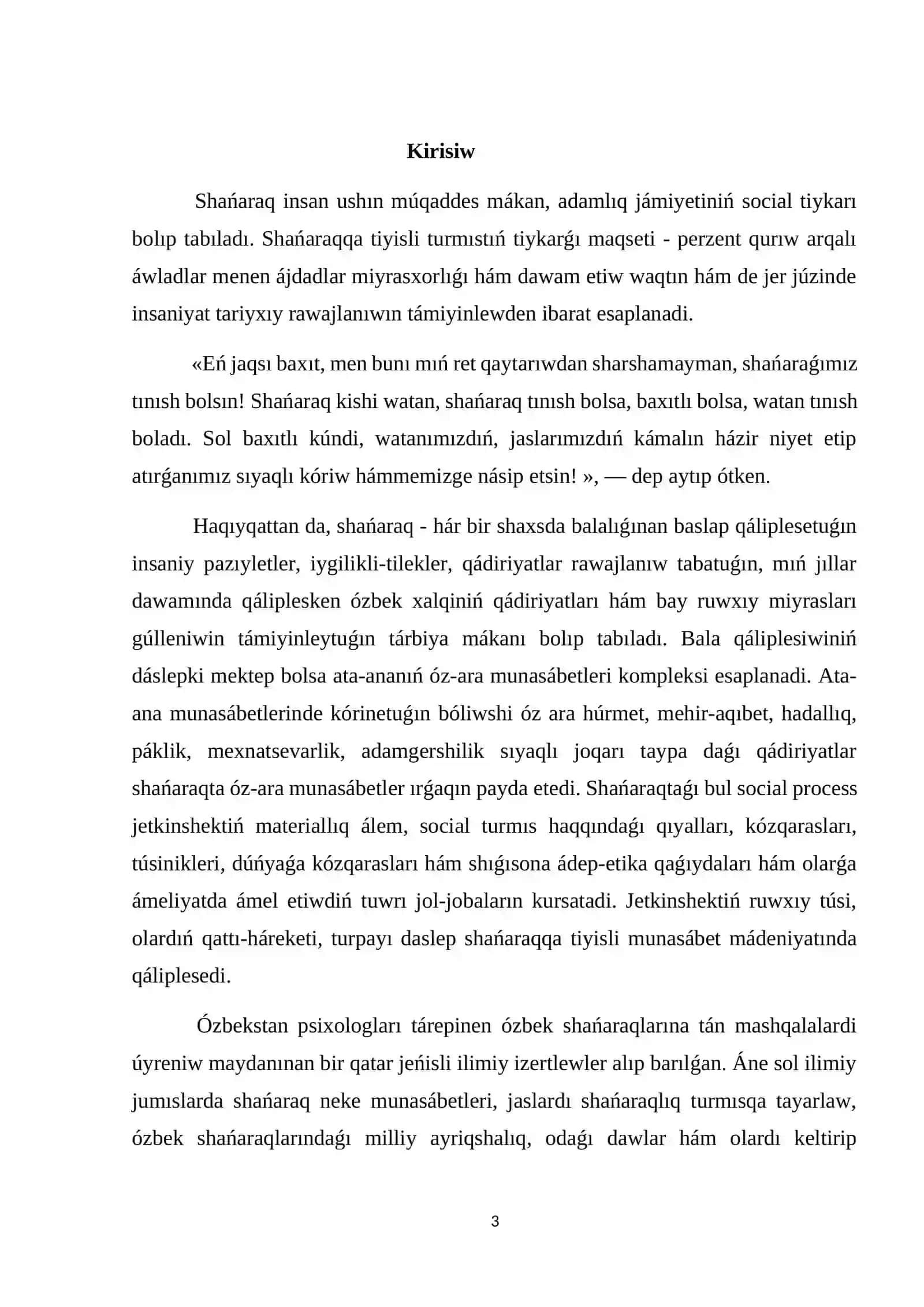 SHAŃARAQTA ATA-ANA HÁM PERZENT MUNASÁBETLERI 3