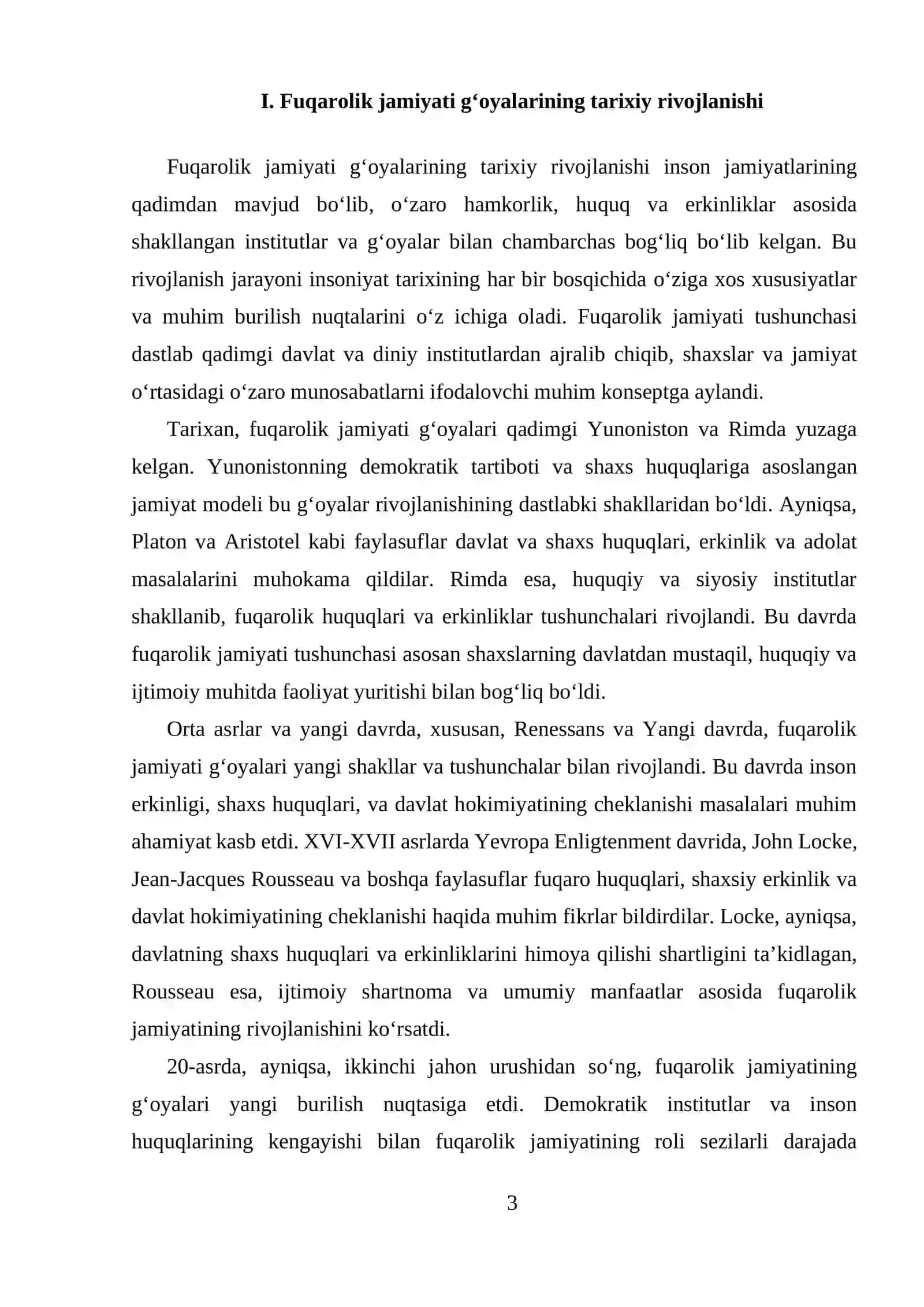 Fuqarolik jamiyati g‘oyalari evolyusiyasi Reja 3
