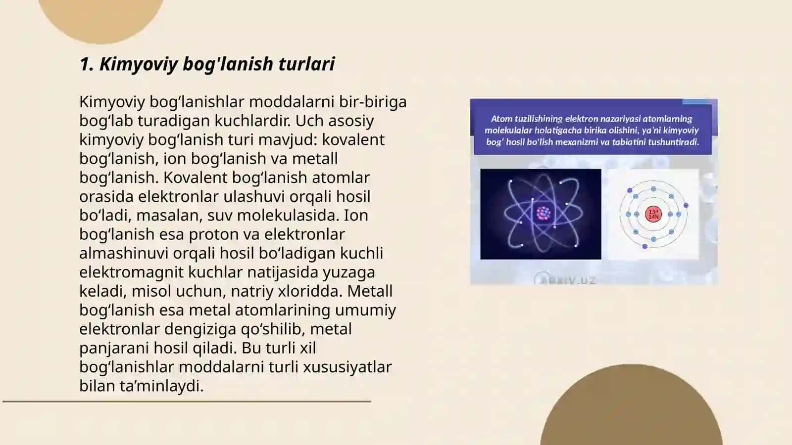 Kimyoviy birikmalarning elektron tuzilishi va xossalari 3