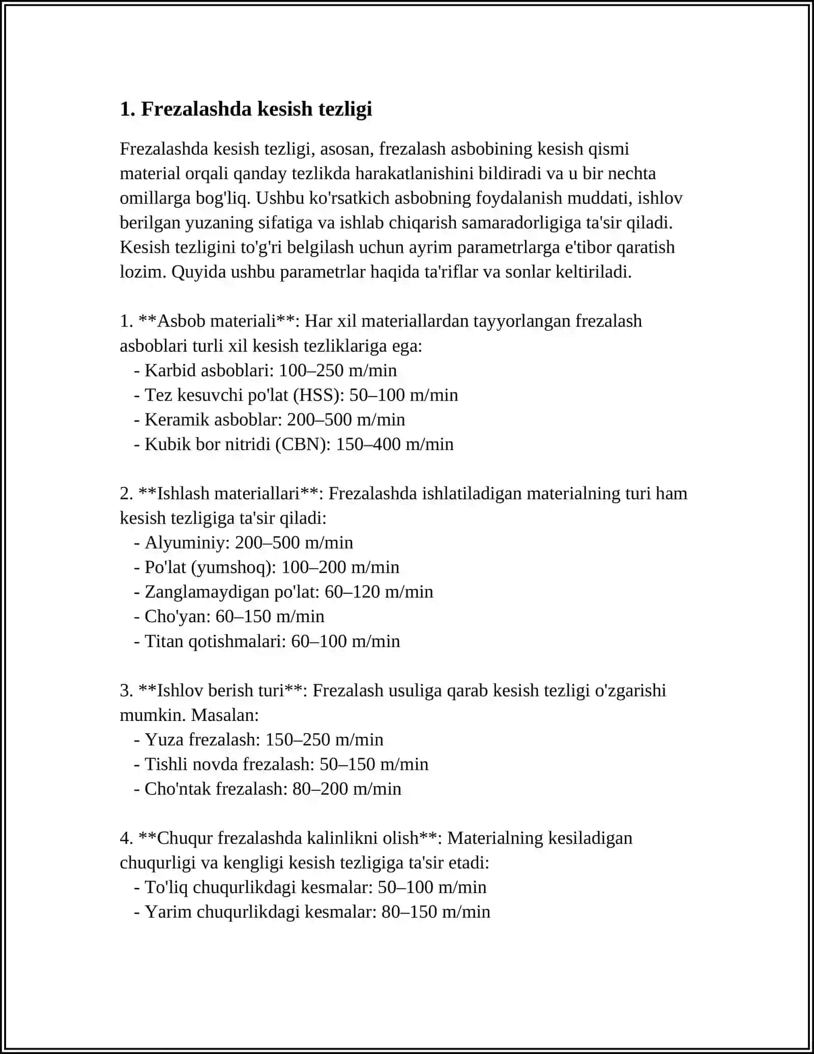 FREZALASHDA KESISH REJIMLARINI ANALITIK HISOBLASH 3