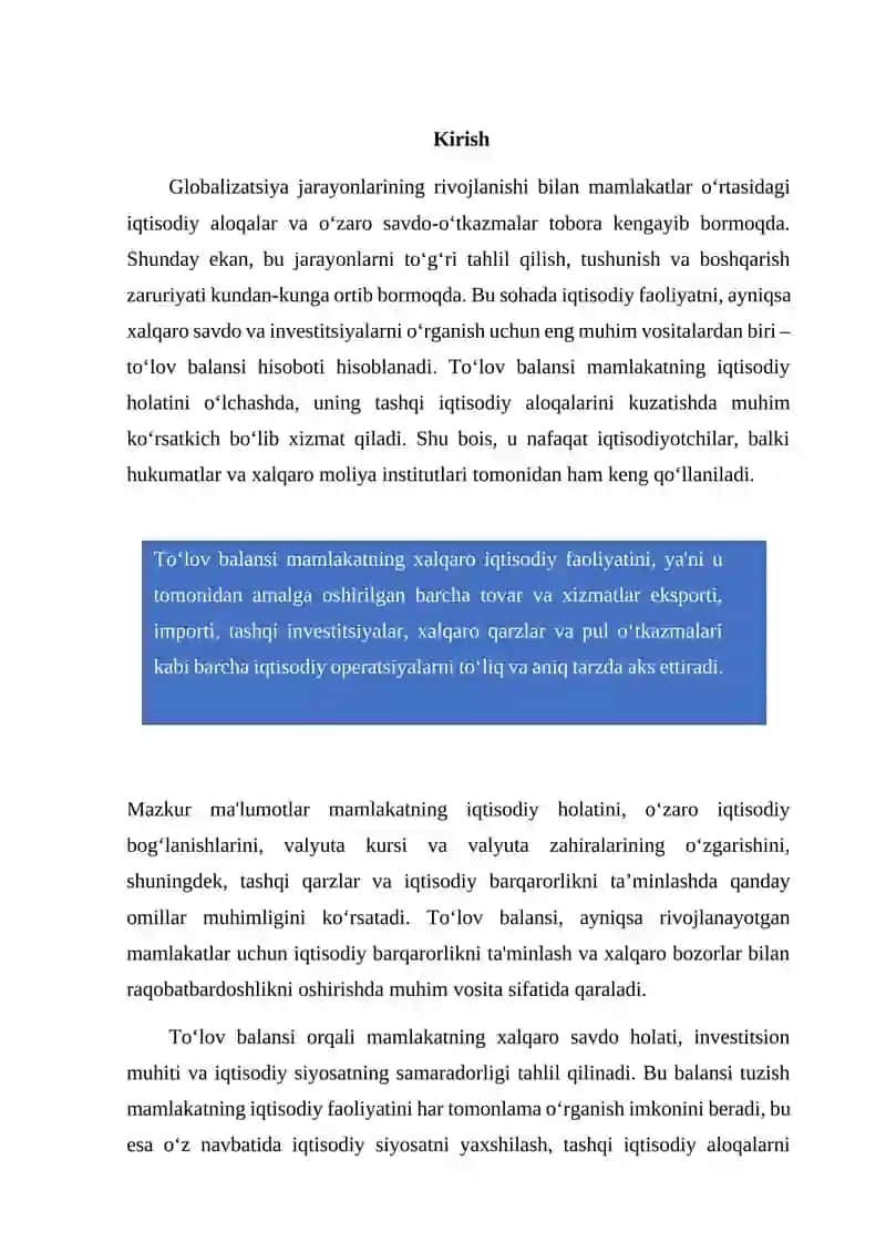 To’lov balansining mohiyati va tarkibi 3