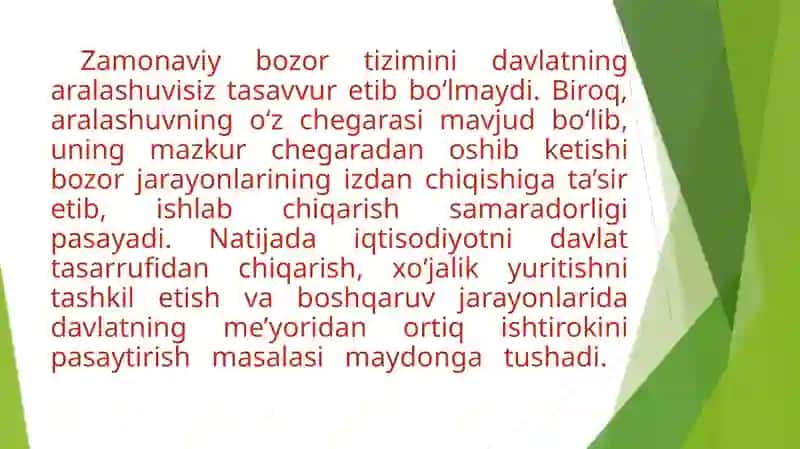 Iqtisodiyotda davlat ishtirokini kamaytirish, xususiy mulk huquqini himoya qilish institusional va tarkibiy islohotlarni davom ettirish 3