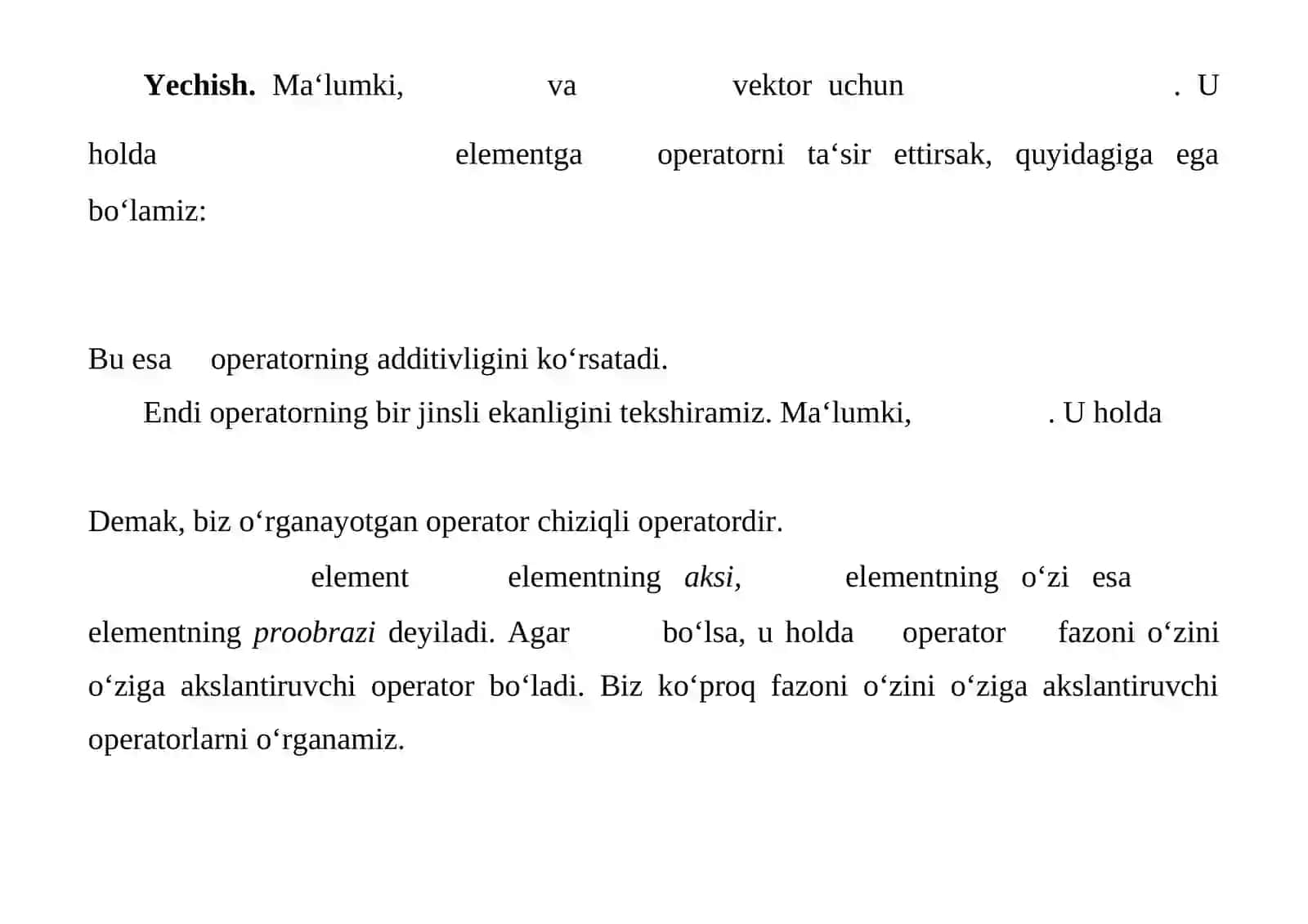 Chiziqli operatorlar va ularning xossalari 3