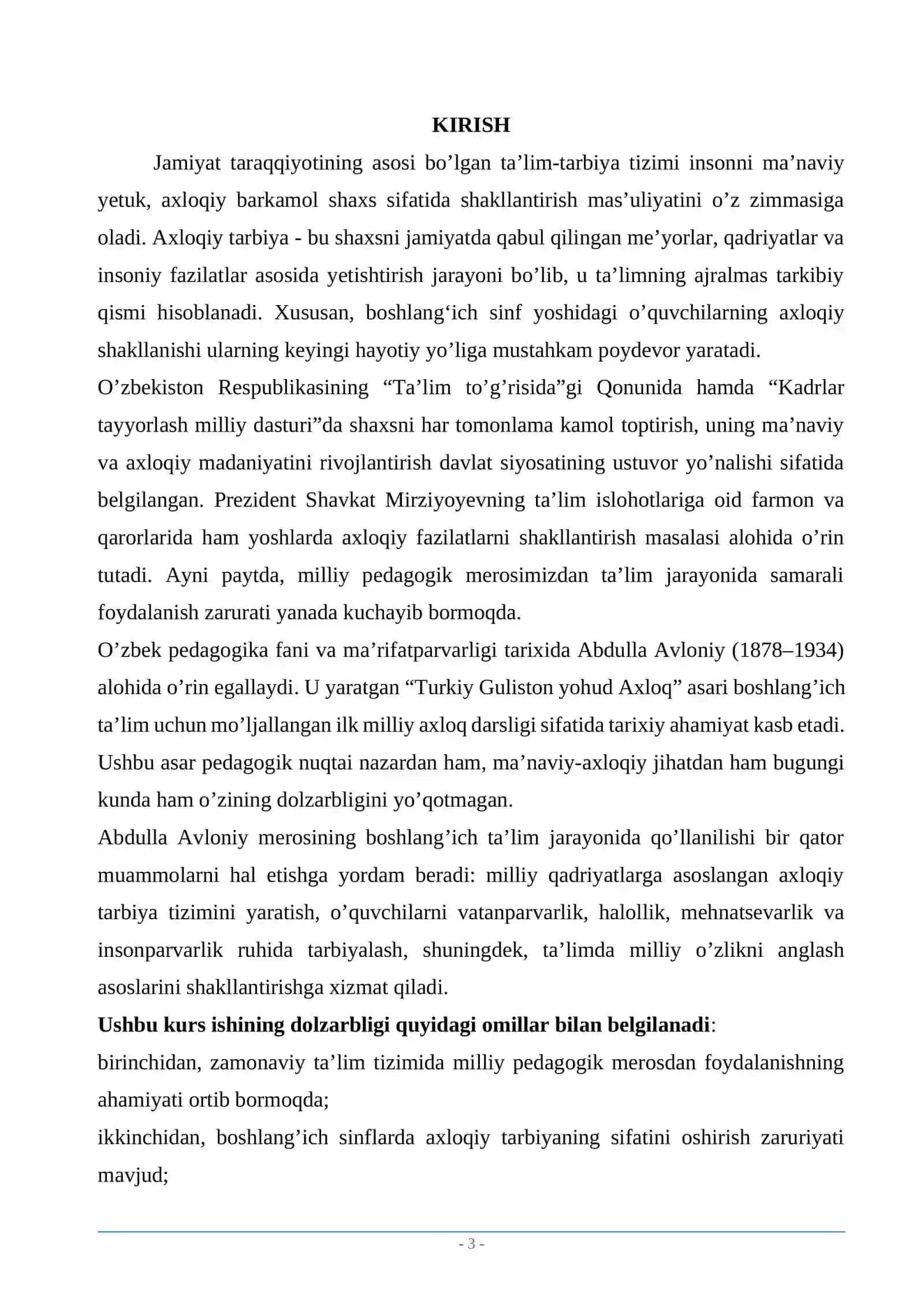 Axloqiy tarbiya jarayonida Abdulla Avloniy merosidan foydalanish 3