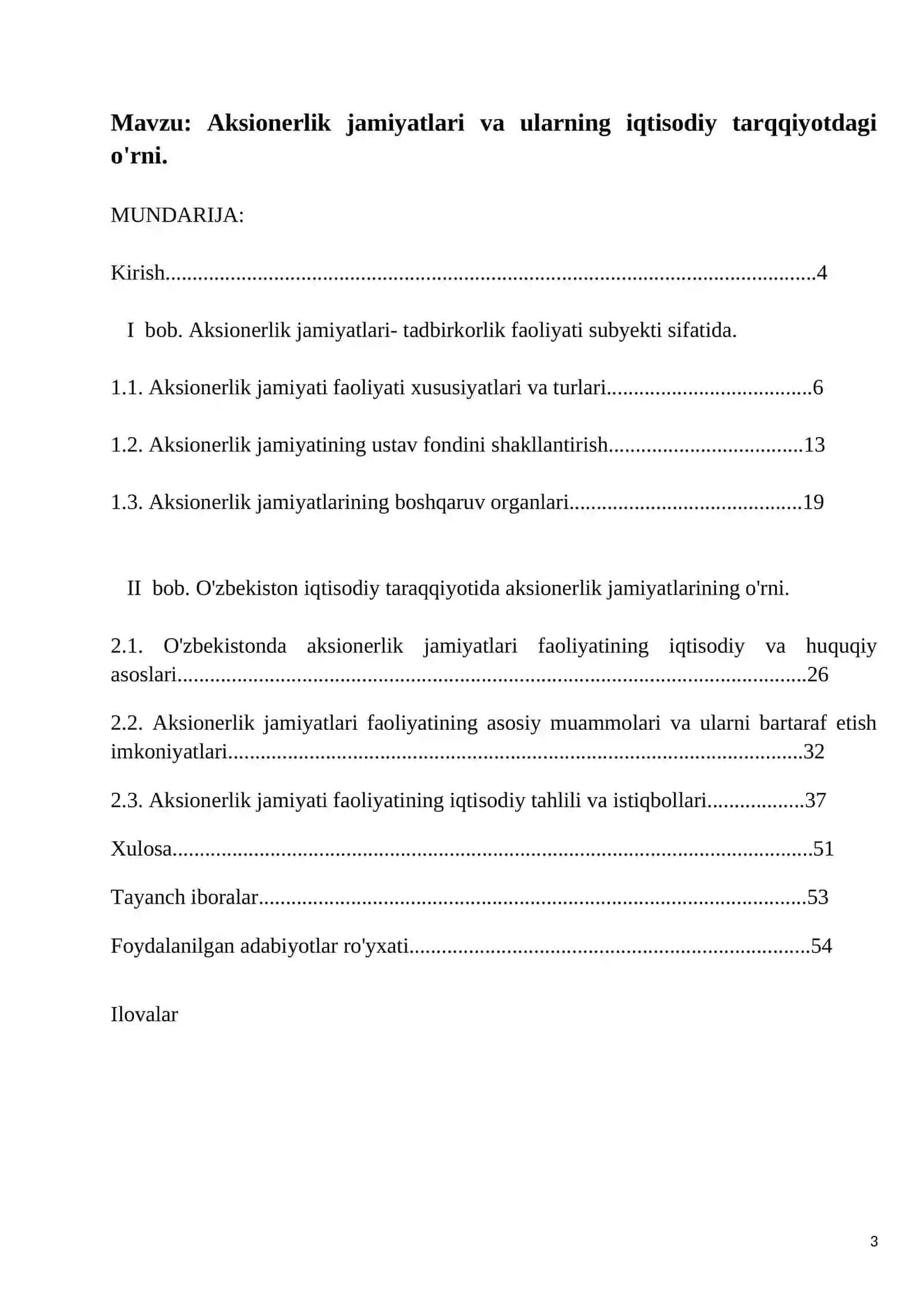 Aksionerlik jamiyatlari va ularning iqtisodiy tarqqiyotdagi o'rni 3