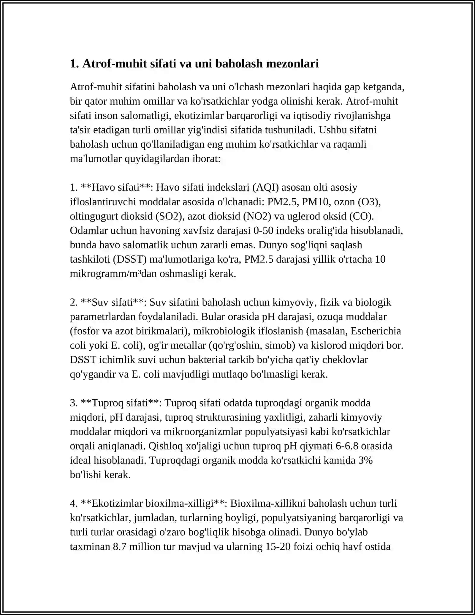 ATROF MUHIT SIFATINI NARMATIVLARI.TALABA YASHAYDIGAN HUDUDIGA EKOLOGIK BAXO BERISH 3