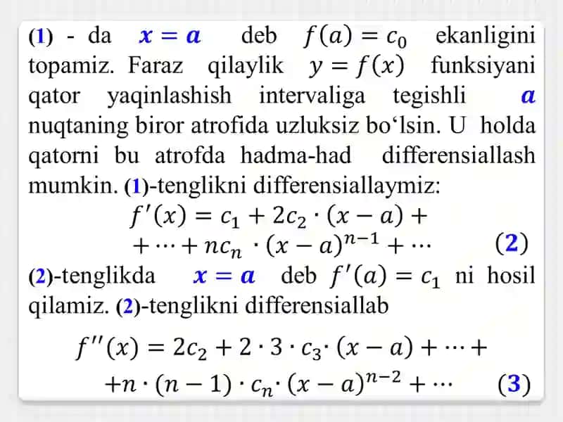 Tеylor va Maklorеn qatorlari 3