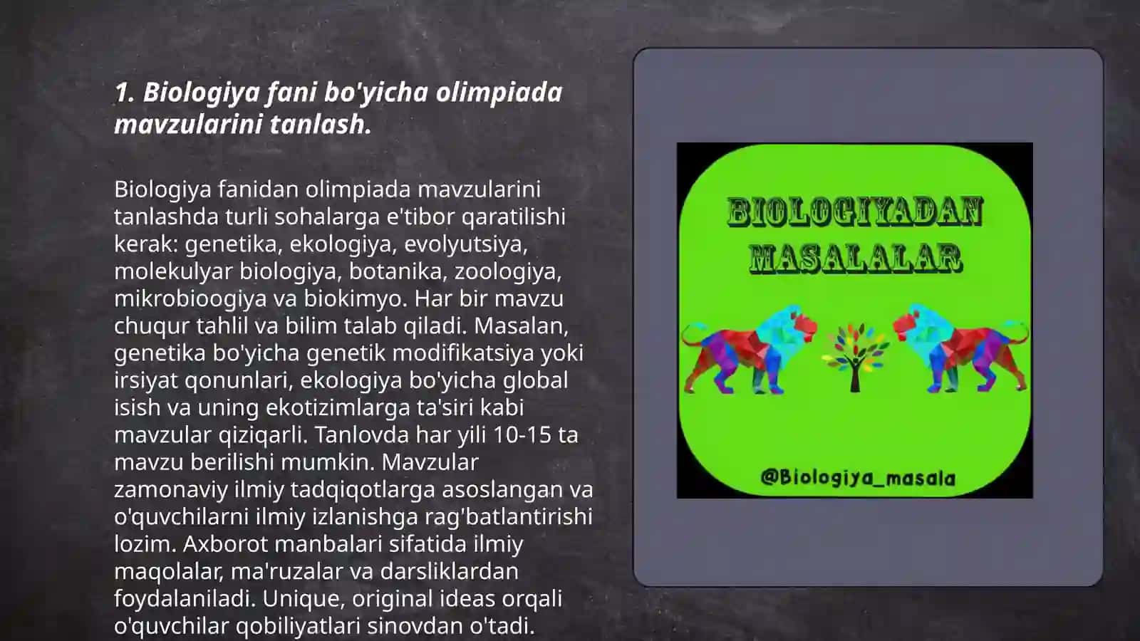 Biologiyadan olimpiada o'tkazish metodikasi 3